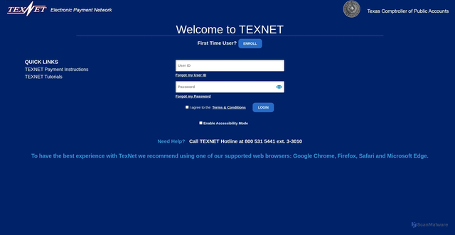 Security scan screenshot of https://texnet.cpa.texas.gov