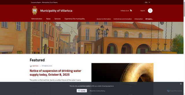 Security scan screenshot of https://www.comune.villaricca.na.it/it-it/home