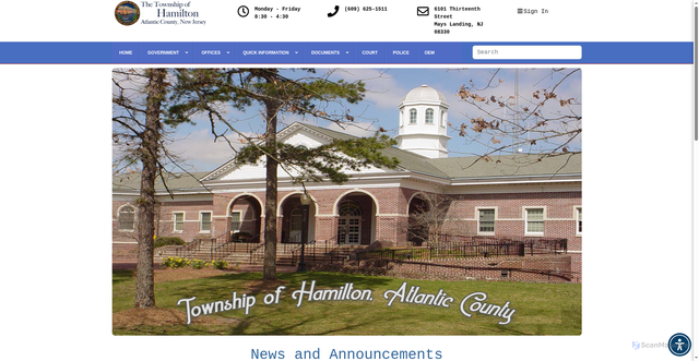 Security scan screenshot of https://hamiltonatlnj.gov/