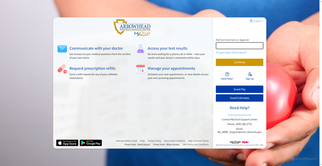 Security scan screenshot of https://mychart.et1152.epichosted.com