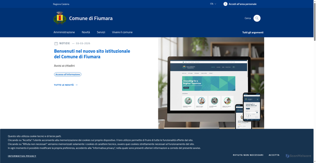 Security scan screenshot of https://www.comune.fiumara.rc.it/