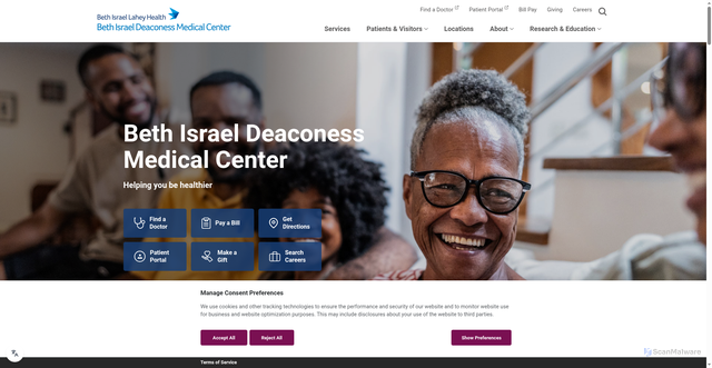 Security scan screenshot of https://bidmc.org/