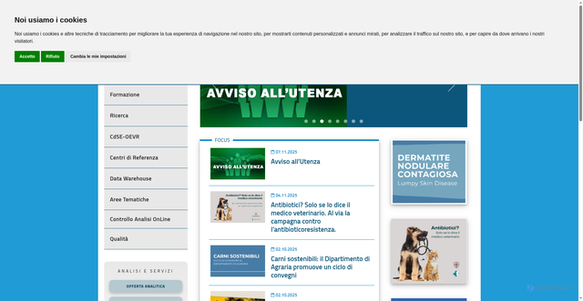 Security scan screenshot of https://www.izs-sardegna.it/