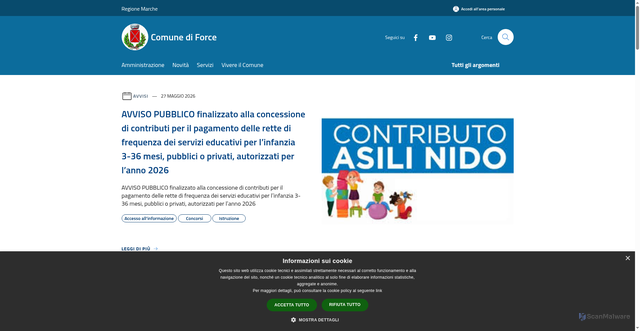 Security scan screenshot of https://www.comune.force.ap.it