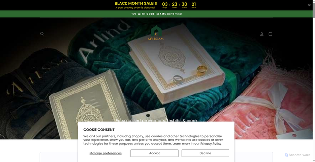Security scan screenshot of https://myislam.store/