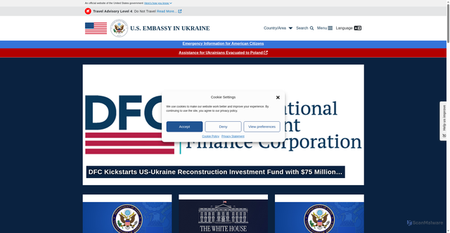 Security scan screenshot of https://ua.usembassy.gov/