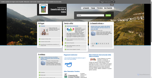 Security scan screenshot of https://www.comunita.valledicembra.tn.it/