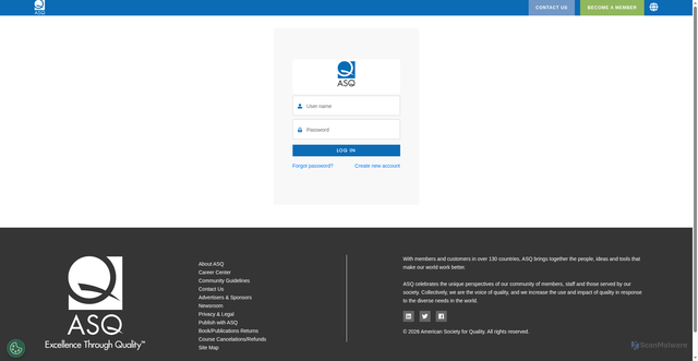 Security scan screenshot of https://myportal.asq.org