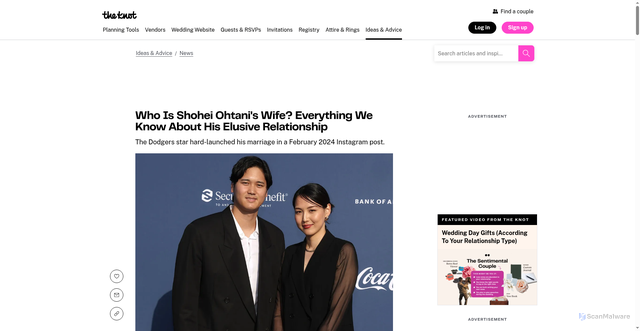 Security scan screenshot of https://www.theknot.com/content/shohei-ohtani-relationship