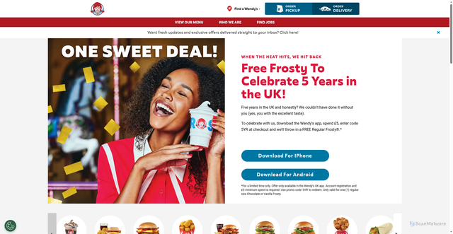 Security scan screenshot of https://www.wendys.com