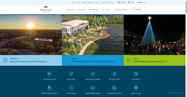 Security scan screenshot of https://johnscreekga.gov/
