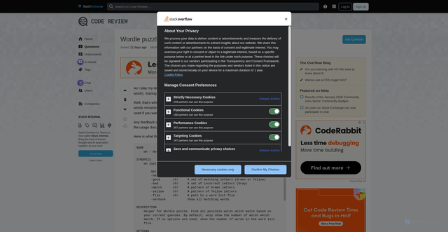 Security scan screenshot of https://codereview.stackexchange.com/questions/300947/wordle-puzzle-helper-analyzer
