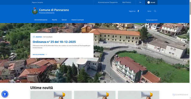 Security scan screenshot of https://www.comune.pannarano.bn.it/
