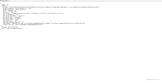 Security scan screenshot of https://httpbin.org/get