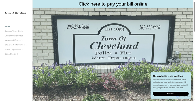 Security scan screenshot of https://clevelandal.gov/