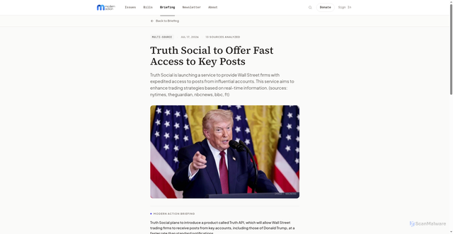 Security scan screenshot of https://modernaction.io/briefing/84982c6a-8e04-4bc9-b5ac-64486e533059