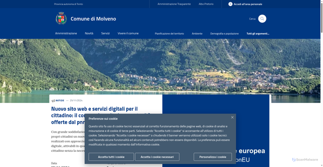 Security scan screenshot of https://www.comune.molveno.tn.it