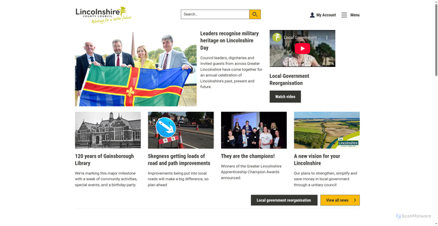 Security scan screenshot of https://www.lincolnshire.gov.uk/