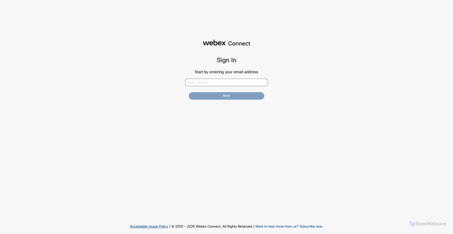 Security scan screenshot of https://msg-usor.us.webexconnect.io