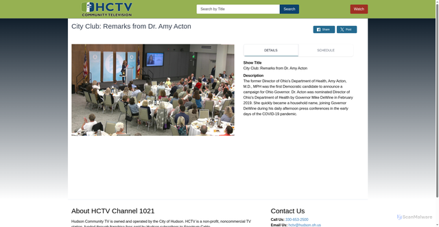Security scan screenshot of https://hctv-vio.hudson.oh.us/internetchannel/show/3259?site=1