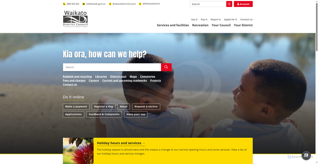 Security scan screenshot of https://www.waikatodistrict.govt.nz/