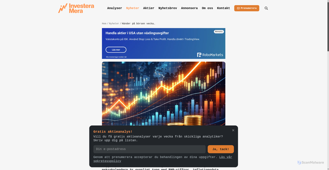 Security scan screenshot of https://www.investeramera.se/nyheter/haender-pa-boersen-vecka-4?utm_source=newsletter&utm_medium=email&utm_campaign=veckans_analys_krypterad_potential_hoeg_tillvaext_till_ett_laagt_pris&utm_term=2026-01-19