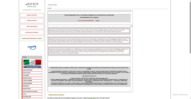 Security scan screenshot of https://www.aterpotenza.it