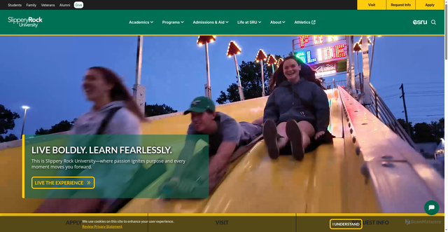 Security scan screenshot of https://www.sru.edu/