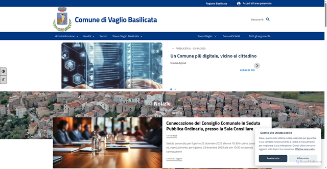 Security scan screenshot of https://www.comune.vagliobasilicata.pz.it/