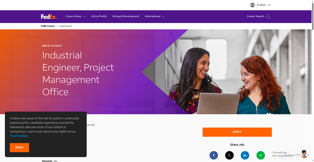 Security scan screenshot of https://careers.fedex.com/industrial-engineer-project-management-office/job/2B6A9B492BC10BD8D8C68BF7C38BB24A