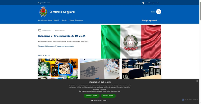 Security scan screenshot of https://www.comune.seggiano.gr.it/it