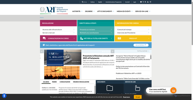 Security scan screenshot of https://www.autorita-trasporti.it/