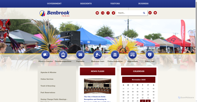 Security scan screenshot of https://benbrook-tx.gov/