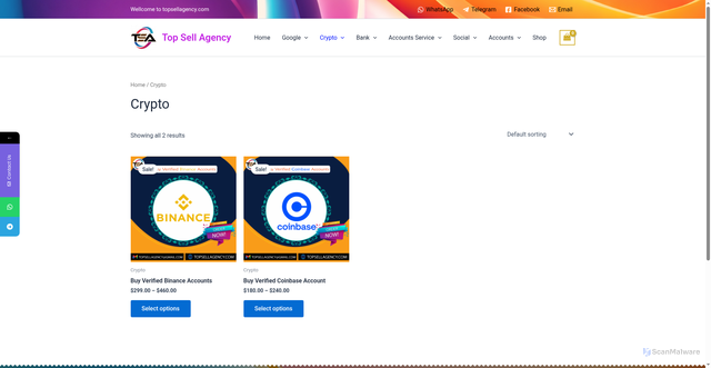 Security scan screenshot of https://topsellagency.com/product-category/crypto/