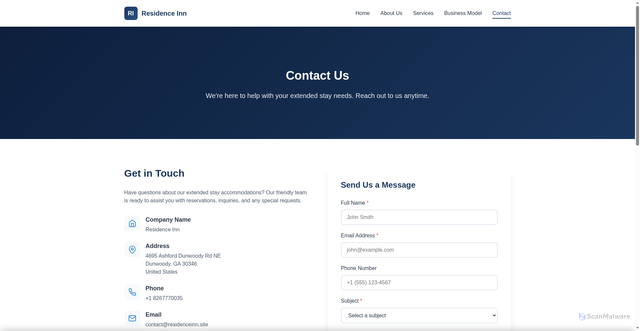 Security scan screenshot of https://residence-1m1.pages.dev/contact.html