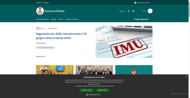 Security scan screenshot of https://www.comune.desio.mb.it