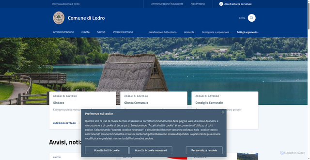 Security scan screenshot of https://www.comune.ledro.tn.it
