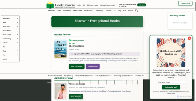 Security scan screenshot of https://www.bookbrowse.com