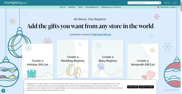 Security scan screenshot of https://www.myregistry.com