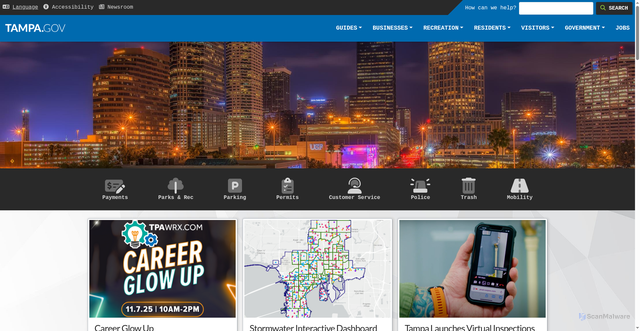 Security scan screenshot of https://www.tampa.gov/