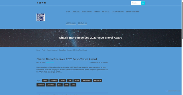 Security scan screenshot of https://hasanlab.mgh.harvard.edu/shazia-bano-receives-vevo-travel-award/
