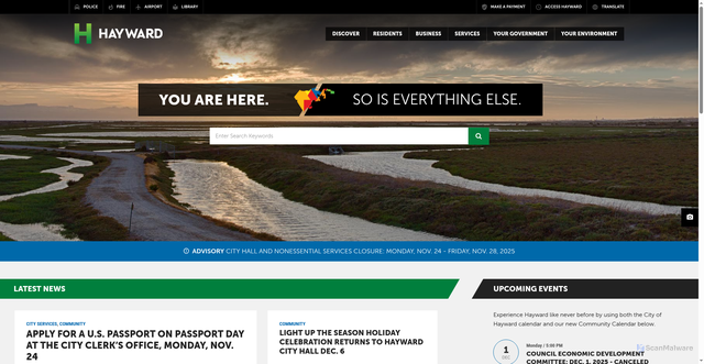 Security scan screenshot of https://hayward-ca.gov/