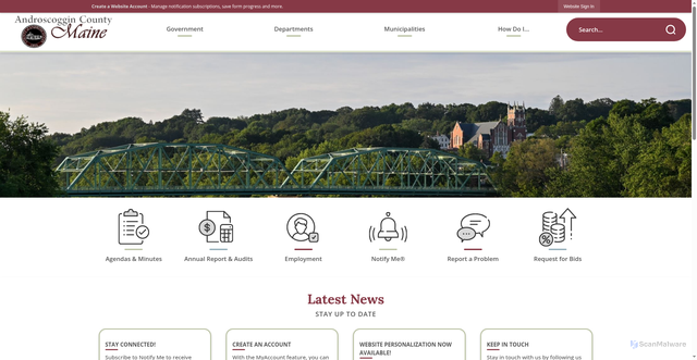 Security scan screenshot of https://androscoggincountymaine.gov/