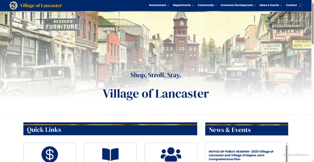 Security scan screenshot of https://lancastervillageny.gov/