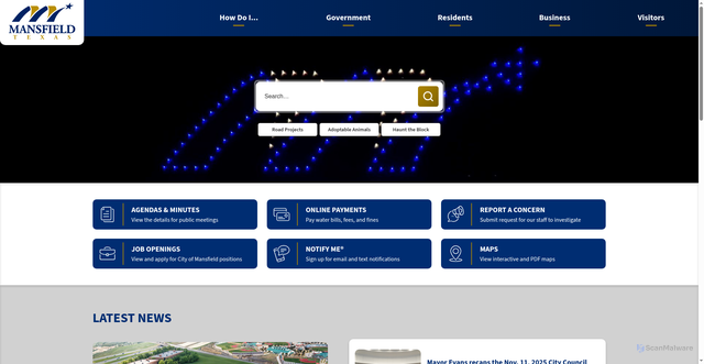 Security scan screenshot of https://www.mansfieldtexas.gov/