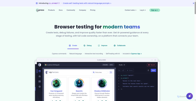 Security scan screenshot of https://cypress.io