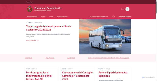 Security scan screenshot of https://www.comune.campofiorito.pa.it/