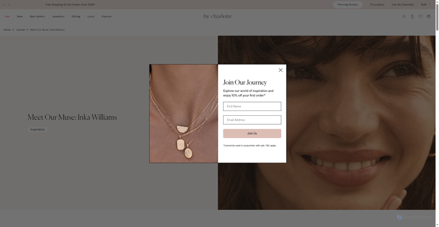 Security scan screenshot of https://bycharlotte.com.au/blogs/news/meet-our-muse-inka-williams?srsltid=AfmBOoqHltw2xxTcJKDlDoxDumjbopvvr8Ly8XavDyg03CC8pyMe8gXt