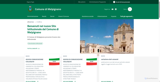 Security scan screenshot of https://www.comune.melpignano.le.it/