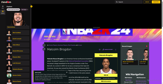 Security scan screenshot of https://nba2k.fandom.com/wiki/Malcolm_Brogdon
